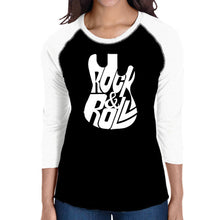 Load image into Gallery viewer, Rock And Roll Guitar - Women&#39;s Raglan Word Art T-Shirt