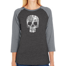 Load image into Gallery viewer, Rock n Roll Skull - Women&#39;s Raglan Word Art T-Shirt