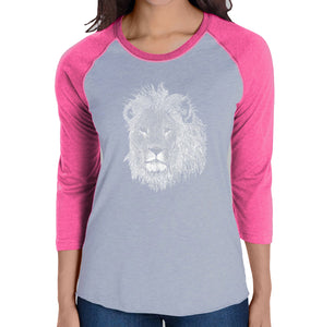 Lion  - Women's Raglan Baseball Word Art T-Shirt