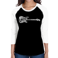 Load image into Gallery viewer, Rock Guitar - Women&#39;s Raglan Baseball Word Art T-Shirt