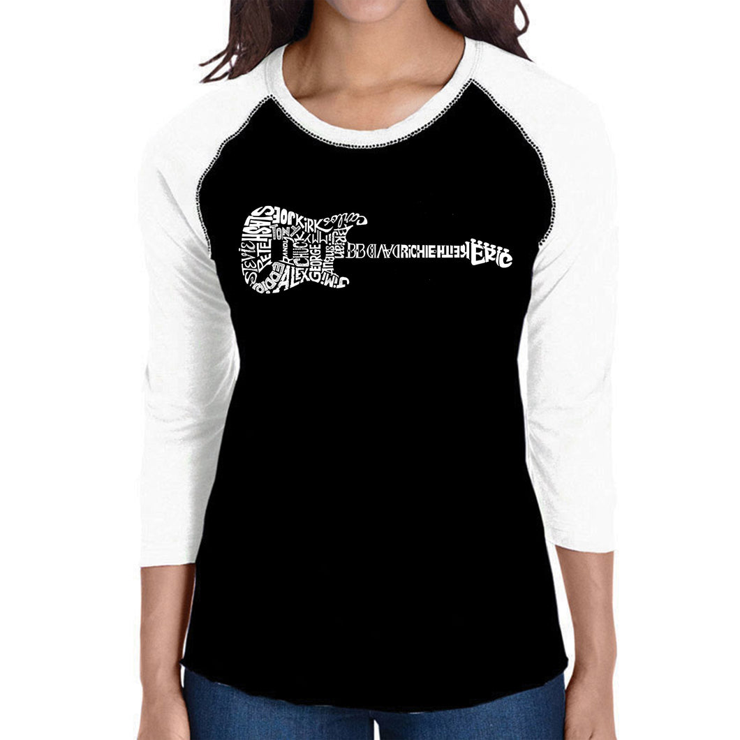 Rock Guitar - Women's Raglan Baseball Word Art T-Shirt