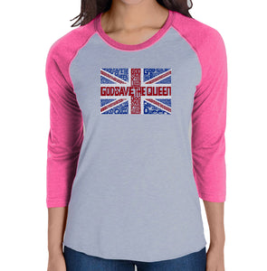 God Save The Queen - Women's Raglan Baseball Word Art T-Shirt