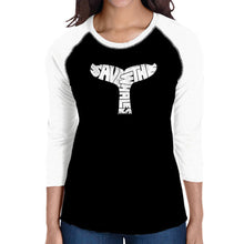 Load image into Gallery viewer, SAVE THE WHALES - Women&#39;s Raglan Baseball Word Art T-Shirt