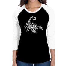 Load image into Gallery viewer, Types of Scorpions - Women&#39;s Raglan Baseball Word Art T-Shirt