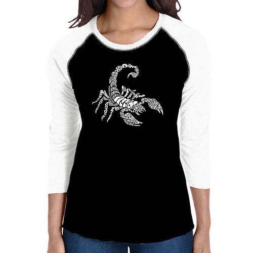 Types of Scorpions - Women's Raglan Baseball Word Art T-Shirt