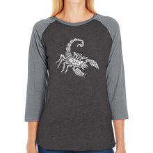 Load image into Gallery viewer, Types of Scorpions - Women&#39;s Raglan Baseball Word Art T-Shirt