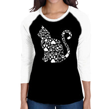 Load image into Gallery viewer, Cat Claws - Women&#39;s Raglan Word Art T-Shirt