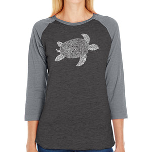 Turtle - Women's Raglan Baseball Word Art T-Shirt