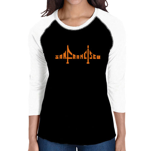 San Francisco Bridge  - Women's Raglan Word Art T-Shirt