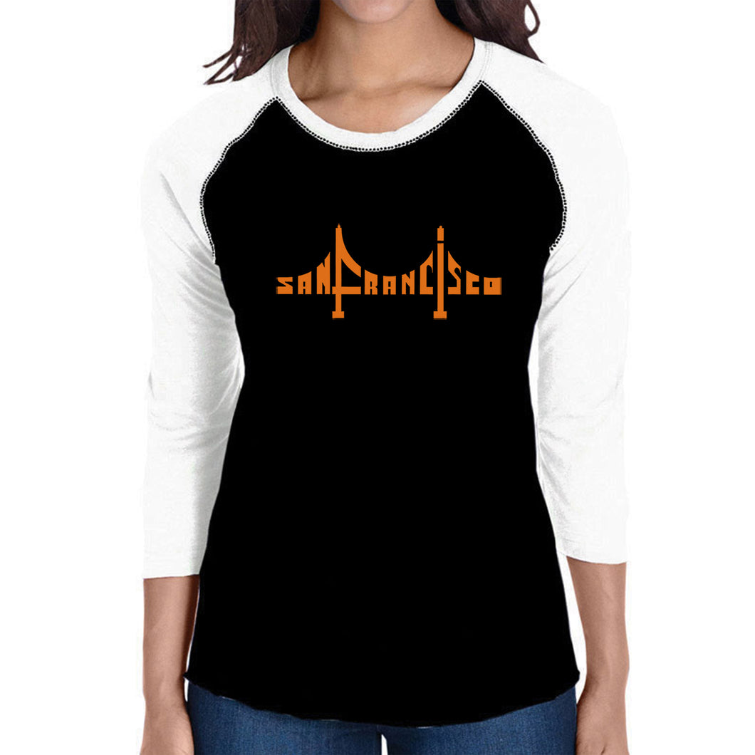 San Francisco Bridge  - Women's Raglan Word Art T-Shirt