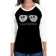 Load image into Gallery viewer, California Shades - Women&#39;s Raglan Baseball Word Art T-Shirt