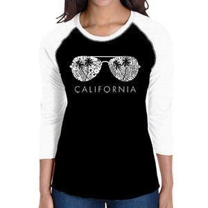 California Shades - Women's Raglan Baseball Word Art T-Shirt
