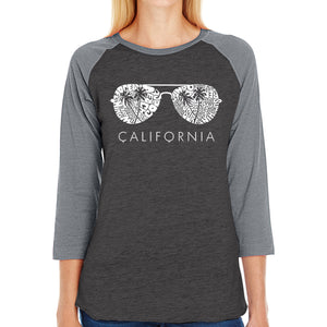 California Shades - Women's Raglan Baseball Word Art T-Shirt