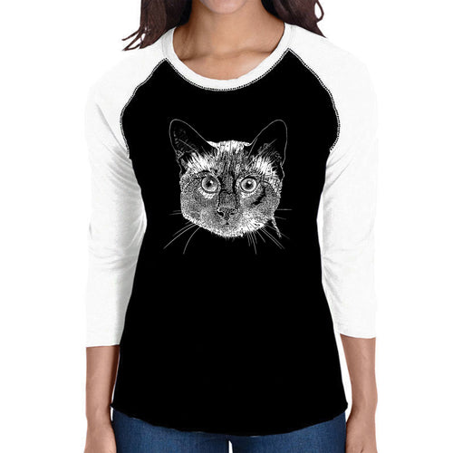 Siamese Cat  - Women's Raglan Baseball Word Art T-Shirt