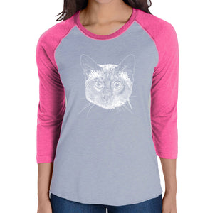 Siamese Cat  - Women's Raglan Baseball Word Art T-Shirt