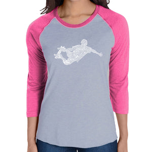 POPULAR SKATING MOVES & TRICKS - Women's Raglan Baseball Word Art T-Shirt