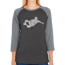Load image into Gallery viewer, POPULAR SKATING MOVES &amp; TRICKS - Women&#39;s Raglan Baseball Word Art T-Shirt
