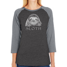 Load image into Gallery viewer, Sloth - Women&#39;s Raglan Baseball Word Art T-Shirt