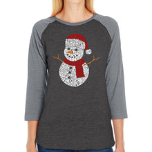 Load image into Gallery viewer, Christmas Snowman - Women&#39;s Raglan Word Art T-Shirt