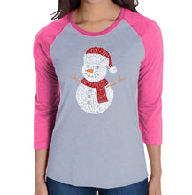 Load image into Gallery viewer, Christmas Snowman - Women&#39;s Raglan Word Art T-Shirt