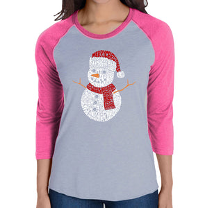 Christmas Snowman - Women's Raglan Word Art T-Shirt