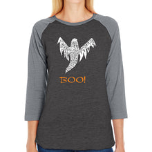 Load image into Gallery viewer, Halloween Ghost - Women&#39;s Raglan Word Art T-Shirt