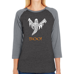 Halloween Ghost - Women's Raglan Word Art T-Shirt
