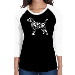 Dog Paw Prints  - Women's Raglan Word Art T-Shirt
