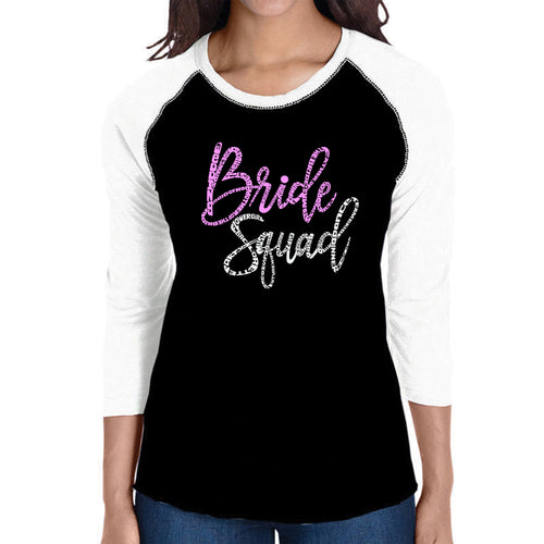Women's Raglan Word Art T-shirt - Bride Squad
