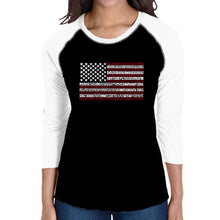 Load image into Gallery viewer, 50 States USA Flag  - Women&#39;s Raglan Word Art T-Shirt