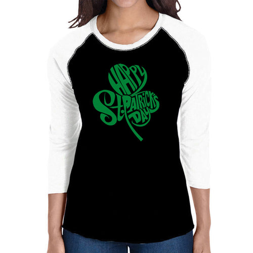 St Patricks Day Shamrock  - Women's Raglan Word Art T-Shirt