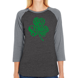 St Patricks Day Shamrock  - Women's Raglan Word Art T-Shirt