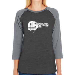 NY SUBWAY - Women's Raglan Baseball Word Art T-Shirt