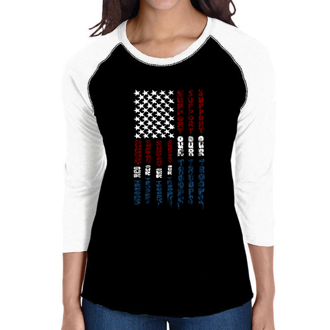 Support our Troops  - Women's Raglan Word Art T-Shirt
