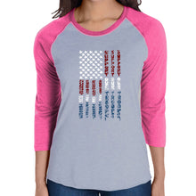 Load image into Gallery viewer, Support our Troops  - Women&#39;s Raglan Word Art T-Shirt