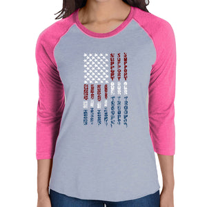 Support our Troops  - Women's Raglan Word Art T-Shirt