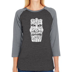 TIKI BIG KAHUNA - Women's Raglan Baseball Word Art T-Shirt