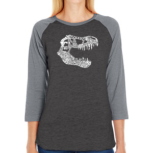 TREX - Women's Raglan Baseball Word Art T-Shirt