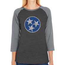 Load image into Gallery viewer, Tennessee Tristar - Women&#39;s Raglan Baseball Word Art T-Shirt