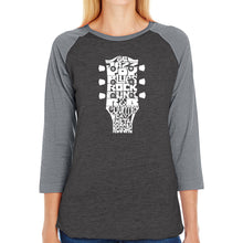 Load image into Gallery viewer, Guitar Head Music Genres  - Women&#39;s Raglan Baseball Word Art T-Shirt