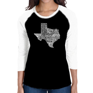 The Great State of Texas - Women's Raglan Baseball Word Art T-Shirt