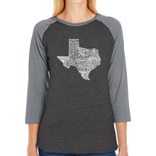 Load image into Gallery viewer, The Great State of Texas - Women&#39;s Raglan Baseball Word Art T-Shirt