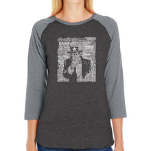 Load image into Gallery viewer, UNCLE SAM - Women&#39;s Raglan Baseball Word Art T-Shirt