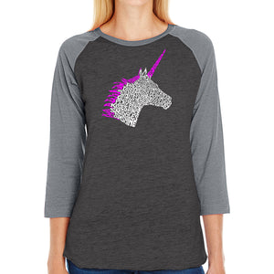 Unicorn - Women's Raglan Baseball Word Art T-Shirt
