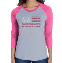 Load image into Gallery viewer, Women For Trump - Women&#39;s Raglan Baseball Word Art T-Shirt