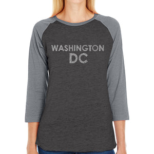 WASHINGTON DC NEIGHBORHOODS - Women's Raglan Baseball Word Art T-Shirt