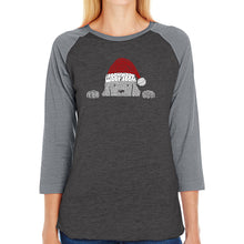 Load image into Gallery viewer, Christmas Peeking Dog - Women&#39;s Raglan Word Art T-Shirt