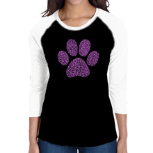 Load image into Gallery viewer, XOXO Dog Paw  - Women&#39;s Raglan Word Art T-Shirt