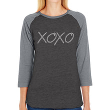 Load image into Gallery viewer, XOXO - Women&#39;s Raglan Baseball Word Art T-Shirt