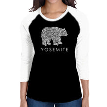 Load image into Gallery viewer, Yosemite Bear - Women&#39;s Raglan Baseball Word Art T-Shirt